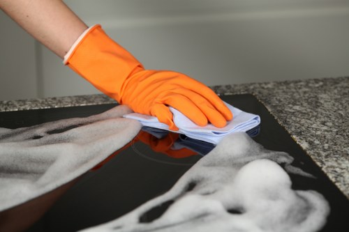 Carpet cleaning team sorting recyclable materials in Brent