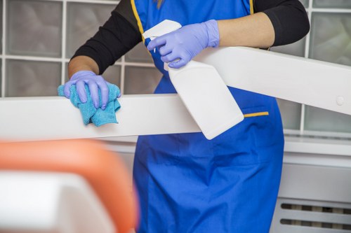 Local carpet cleaner treating stairs in Brent flat